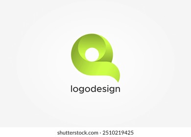 Letra inicial Q Logo. Letra Q Geométrica de Movimento Verde isolada no Plano de Fundo Branco. Elemento de modelo de design de logotipo de vetor plano utilizável para logotipos de empresas e marcas.