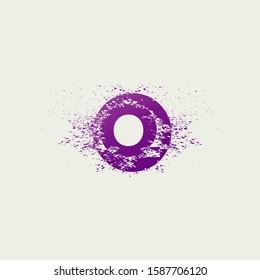 Initial  Letter Q  Logo Icon Abstract Circle Ink Splatter. Purple Violet ink splash  with letter logo icon on circle shape.