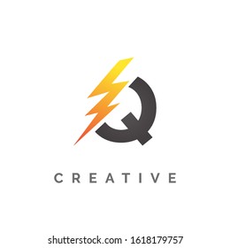 Initial Letter Q logo lightning Variation. System thunderbolt electricity Vector template