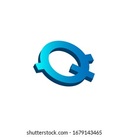 initial letter q logo prospective blue