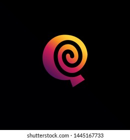 Initial Letter Q Logo with Spiral Element