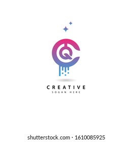 Initial letter Q logo with splash background.  letter combination logo design for creative industry   web   business and company.