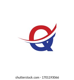 letra inicial q logo oscila color rojo y azul