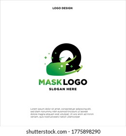 Initial-Buchstaben-Q-Logo-Vorlage mit Maske oder Schild-Illustration in einfarbigem Monogramm-Symbol