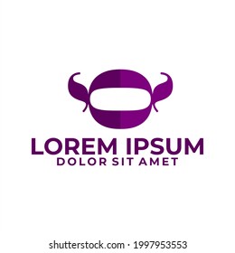 Initial letter Q logo template with astronaut girl head illustration in flat design monogram symbol