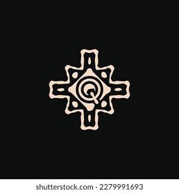 Initial letter Q logo. unique tribe ethnic ornament ancient emblem