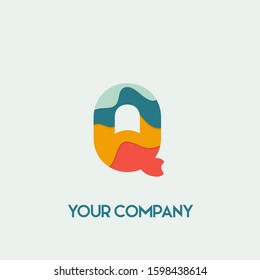 Initial letter Q logo vector design template. Initial Q minimalist logo template vector Paper cut style.