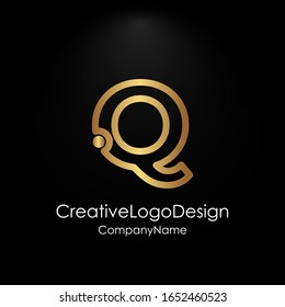 Initial letter Q logo vector design template,  letter Design Vector with Golden Colors