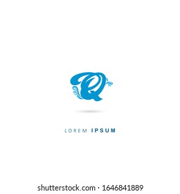 Initial Letter Q Logo with water drop Elements. Vector design template elements. Aqua Logo