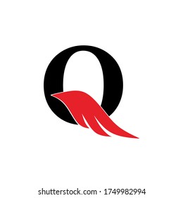 Logo de la letra inicial 'Q' y símbolo de alas. Elemento de diseño Wings, icono inicial del logotipo de la letra "Q", plantilla de logotipo inicial