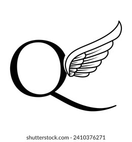 Initial letter Q logo and wings symbol vector
