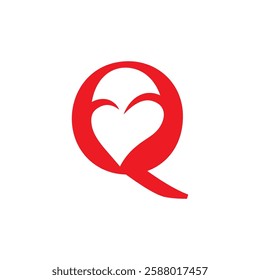 initial letter q with love valentine day