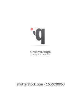 Initial Letter I Q Lowercase Logo Template. Design Vector Illustration