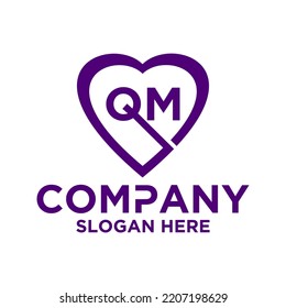 Initial letter q m in love shape logo vector design