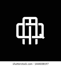Initial letter Q and M, QM, MQ, overlapping interlock monogram logo, white color on black background