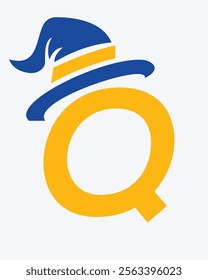 Initial Letter Q Magic Hat Logo Design Concept For Magic Fantasy Symbol