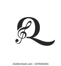 Initial Letter Q Music Logo. Dj Symbol Podcast Logo Icon Vector Template