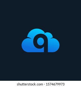 initial letter Q negative space in Sky Cloud element, Technology Hosting Domain BlockChain Server Logo Design - Vector