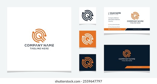 Initial letter Q network technology logo design graphic, business card vector template