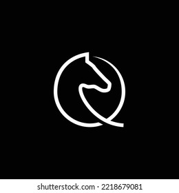 initial letter Q or O with Horse logo design