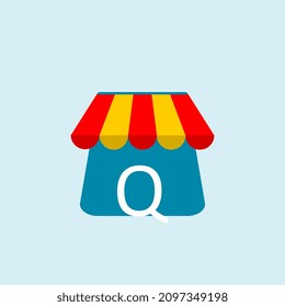 initial letter q on shopping. Abstract shopping logo. Online shop logo. Vector logo template