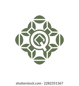 Initial letter Q organic natural green alphabet logo