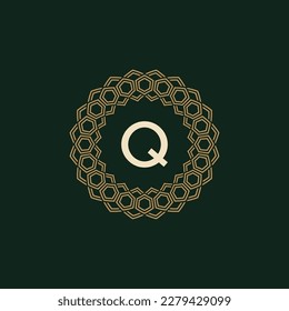 initial letter Q ornamental elegant frame lines logo