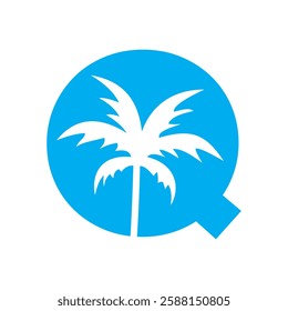 Initial Letter Q Palm Logo Design Vector Template