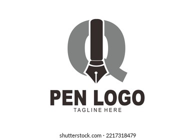 initial Letter Q pen logo