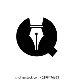 Initial Letter Q Pen Nib Icon For Education Logo and Law Symbol Vector Template Based Alphabet