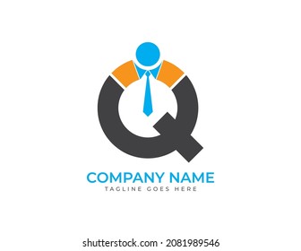 letra inicial Q Personas, logotipo humano. Ilustraciones del vector de logotipos de hombres de negocios. Diseño de logotipo vectorial para empresas de consultoría y negocios.