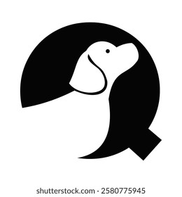 Initial Letter Q Pet Logo Concept With Dog Head Symbol Vector Template