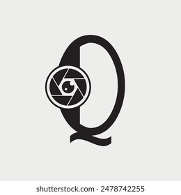 Initial Letter Q Photography Logo Camera lens Design Concept.