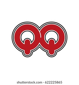 initial letter q and q. qq monogram outline logo