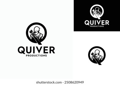 Initial Letter Q for Quiver Arrow with Medieval Hooded Archer logo design