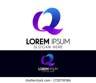 Initial letter Q ribbon logo design. Premium gift icon