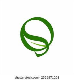 Initial letter Q S logo design with leaf symbol illustration.