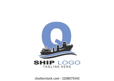 initial Letter Q ship logo
