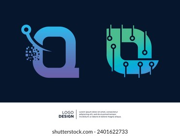 Initial letter Q smart logo design. Artificial Intelligence concept.