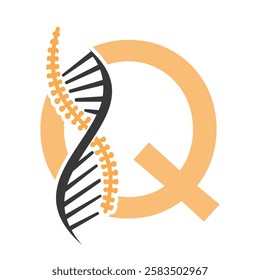 Initial Letter Q Spin Therapy Logo, Orthopedic Symbol For Medical and Healthcare Icon