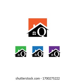 initial letter q square real estate logo