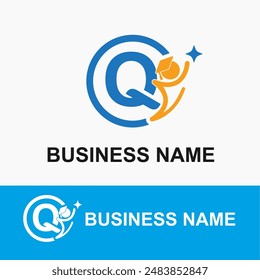 Initial Letter Q Student, Toga Cap and Shine Icon for Education, School, Academy Center Business Logo Idea Template