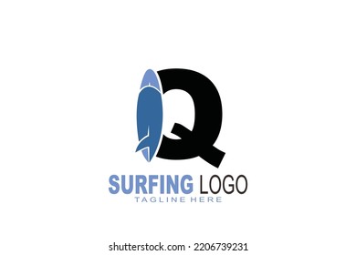 initial Letter Q surfing logo