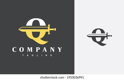 letra inicial logotipo de la espada Q
