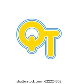 initial letter q and t. qt monogram outline logo