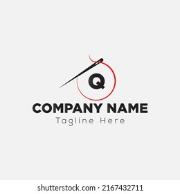 Initial Letter Q Tailor Logo, Needle and Thread Combination. Needle logo, Embroider, Textile, Fashion, Cloth, Fabric Template