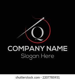 Initial Letter Q Tailor Logo, Needle and Thread Combination. Needle logo, Embroider, Textile, Fashion, Cloth, Fabric Template