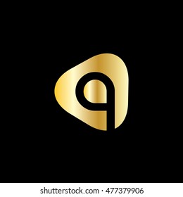 Initial Letter Q Triangle Logo Gold