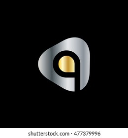 Initial Letter Q Triangle Logo Silver Gold