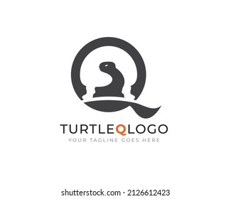 initial letter q as turtle logo template	
